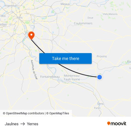 Jaulnes to Yerres map