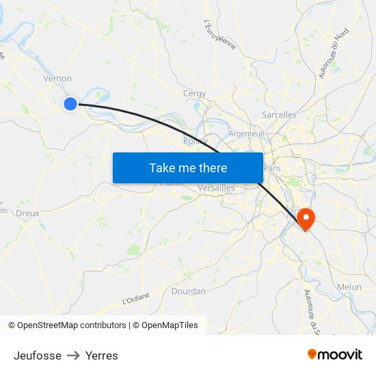 Jeufosse to Yerres map