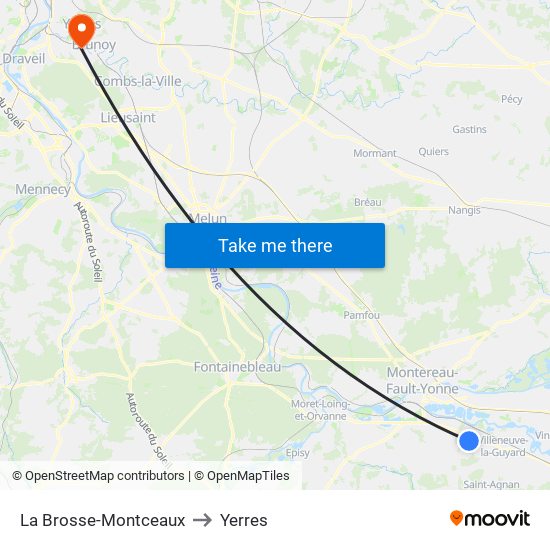 La Brosse-Montceaux to Yerres map