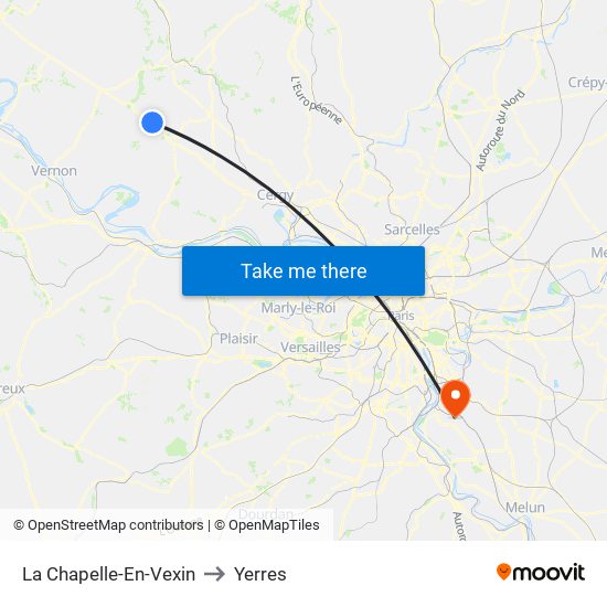 La Chapelle-En-Vexin to Yerres map