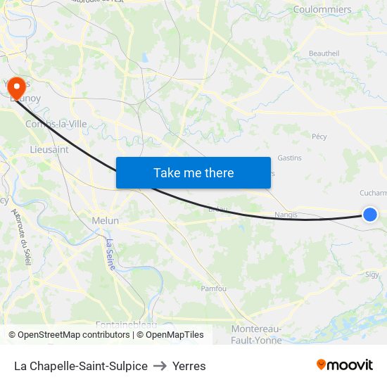 La Chapelle-Saint-Sulpice to Yerres map