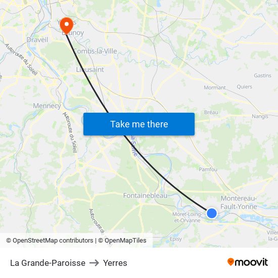 La Grande-Paroisse to Yerres map