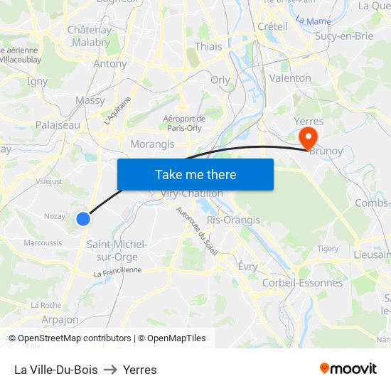 La Ville-Du-Bois to Yerres map
