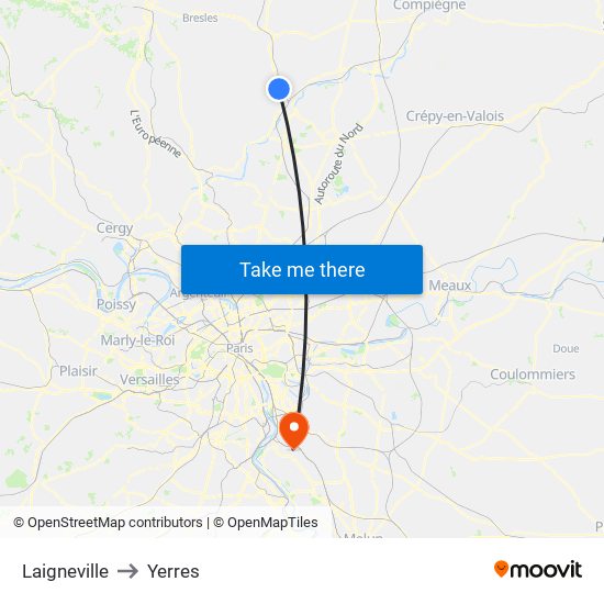 Laigneville to Yerres map