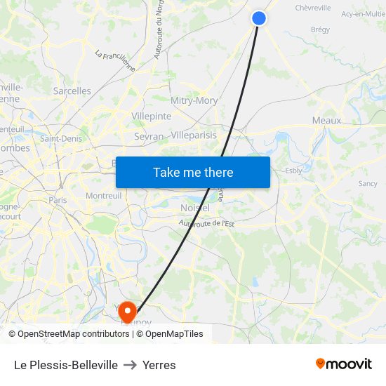 Le Plessis-Belleville to Yerres map