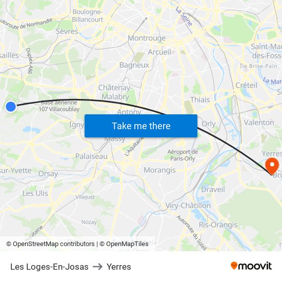 Les Loges-En-Josas to Yerres map