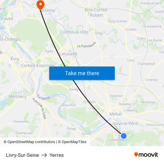 Livry-Sur-Seine to Yerres map
