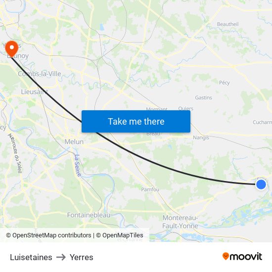 Luisetaines to Yerres map