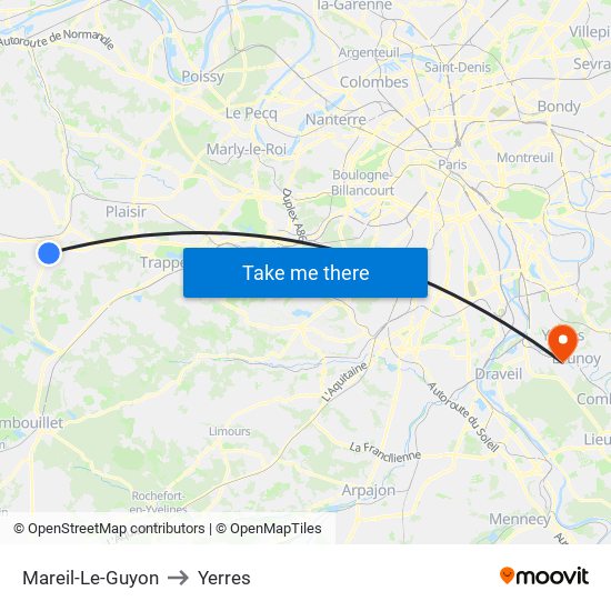 Mareil-Le-Guyon to Yerres map