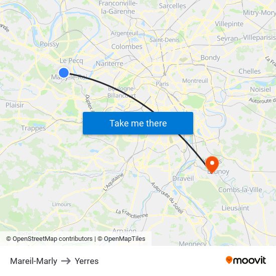 Mareil-Marly to Yerres map