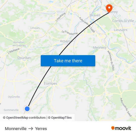 Monnerville to Yerres map