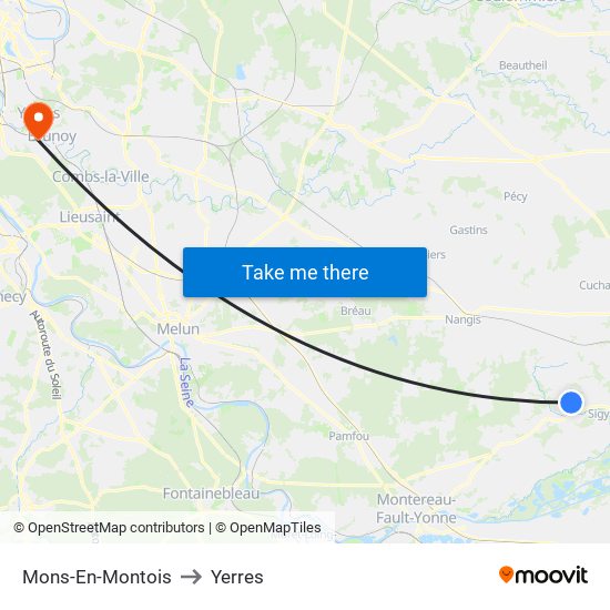 Mons-En-Montois to Yerres map