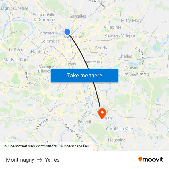 Montmagny to Yerres map