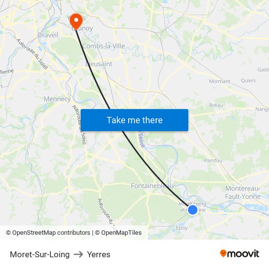 Moret-Sur-Loing to Yerres map