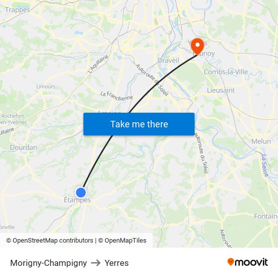 Morigny-Champigny to Yerres map