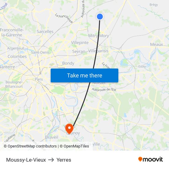 Moussy-Le-Vieux to Yerres map