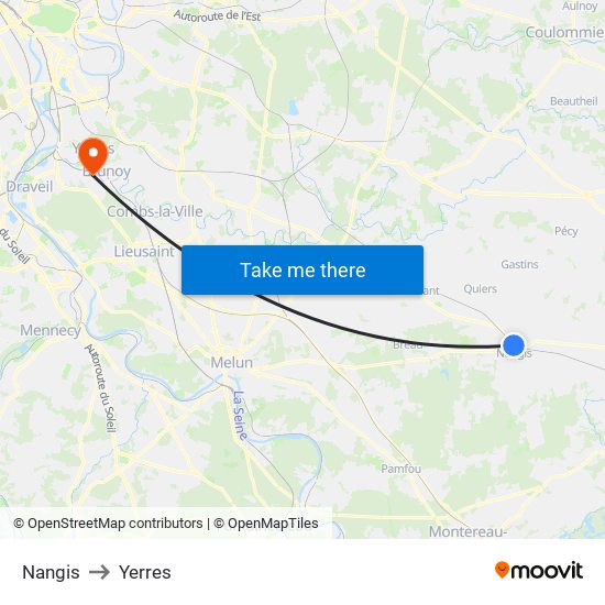 Nangis to Yerres map