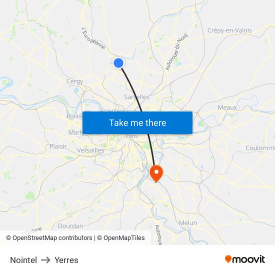 Nointel to Yerres map