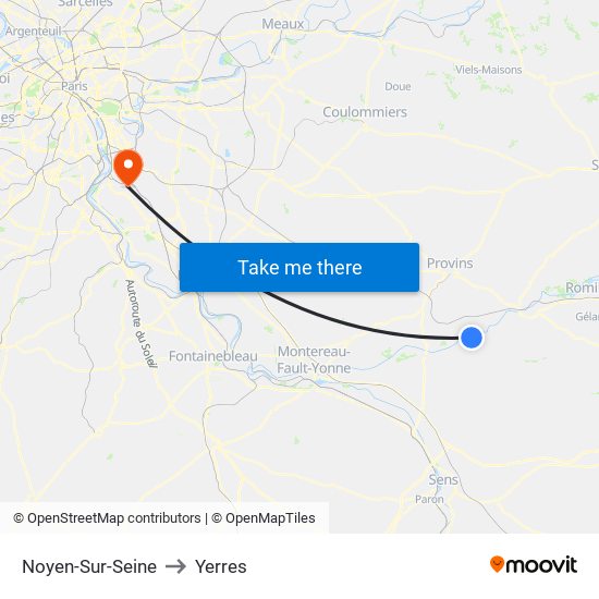 Noyen-Sur-Seine to Yerres map