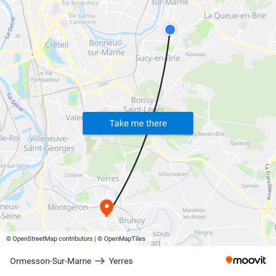 Ormesson-Sur-Marne to Yerres map