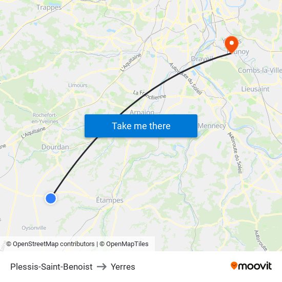 Plessis-Saint-Benoist to Yerres map