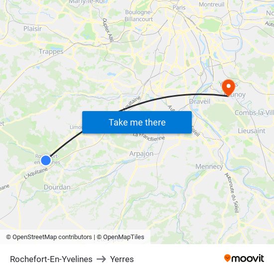 Rochefort-En-Yvelines to Yerres map