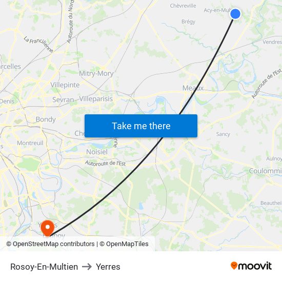 Rosoy-En-Multien to Yerres map