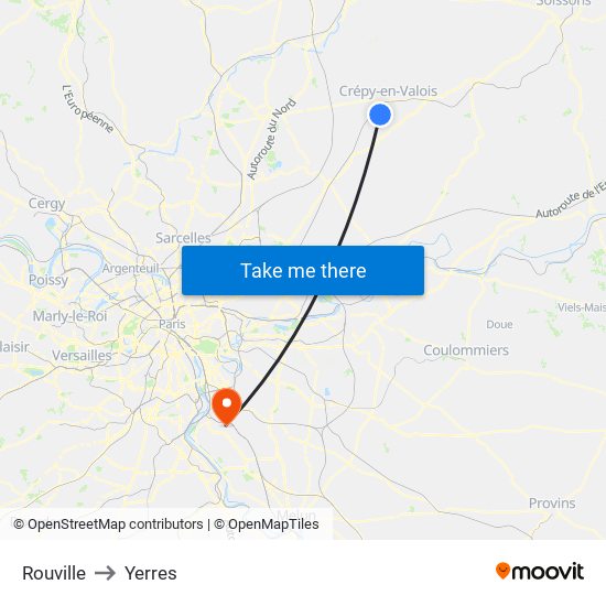 Rouville to Yerres map