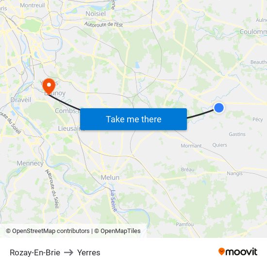 Rozay-En-Brie to Yerres map