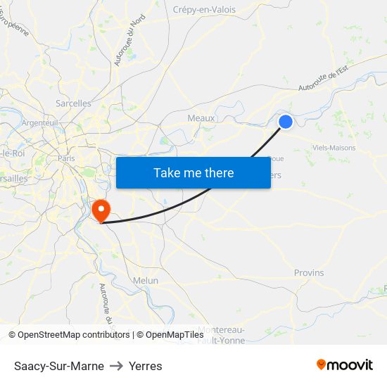 Saacy-Sur-Marne to Yerres map