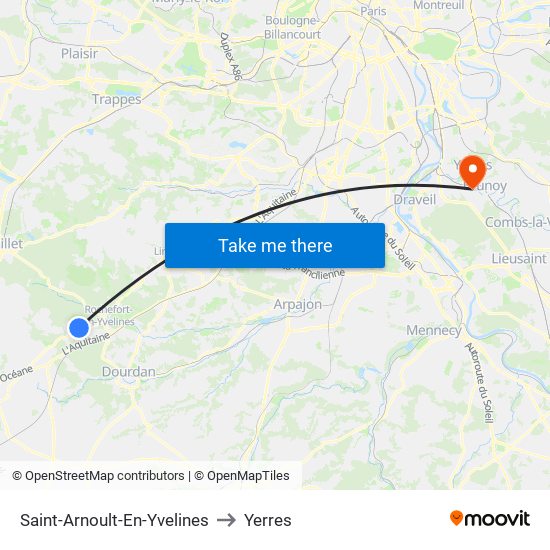 Saint-Arnoult-En-Yvelines to Yerres map