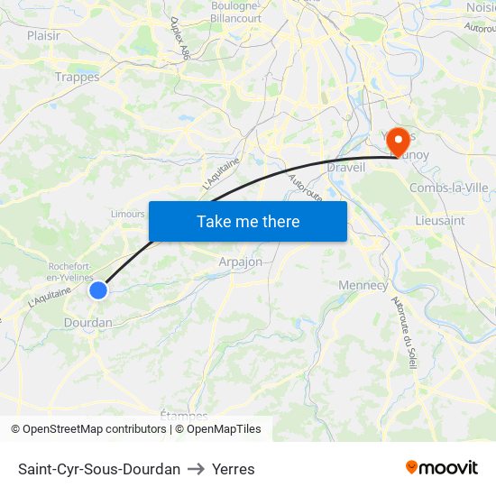 Saint-Cyr-Sous-Dourdan to Yerres map