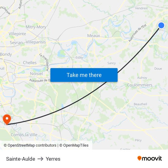 Sainte-Aulde to Yerres map