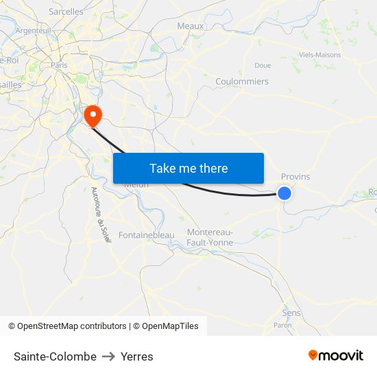 Sainte-Colombe to Yerres map
