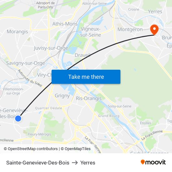Sainte-Genevieve-Des-Bois to Yerres map