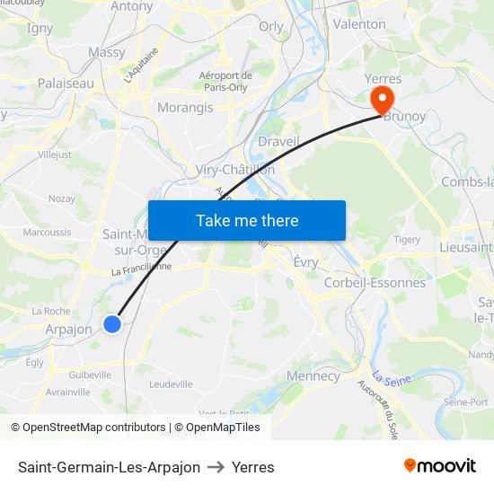 Saint-Germain-Les-Arpajon to Yerres map