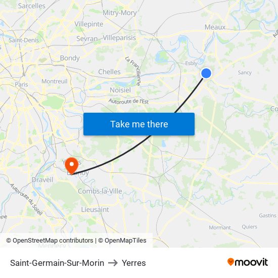 Saint-Germain-Sur-Morin to Yerres map