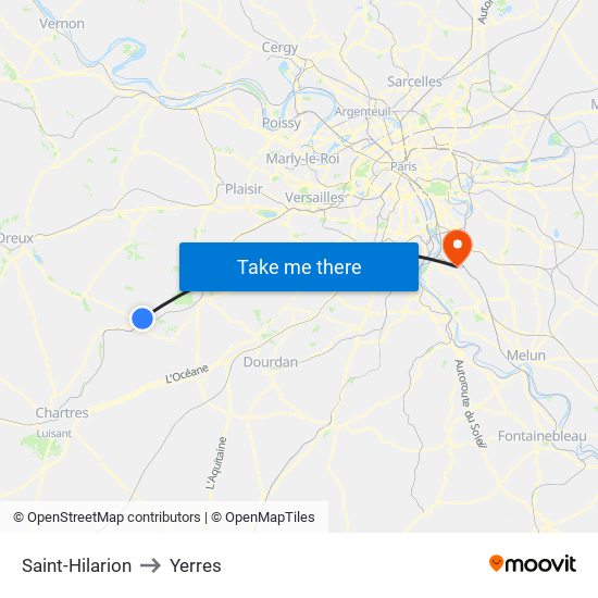 Saint-Hilarion to Yerres map