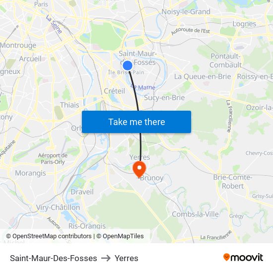 Saint-Maur-Des-Fosses to Yerres map