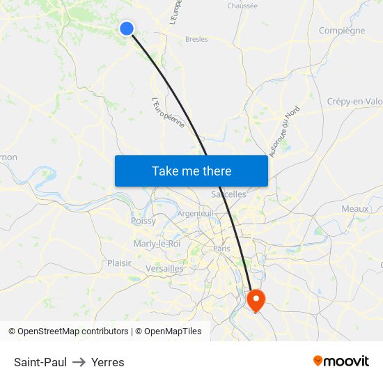 Saint-Paul to Yerres map