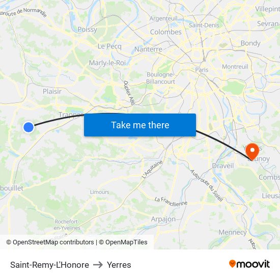 Saint-Remy-L'Honore to Yerres map