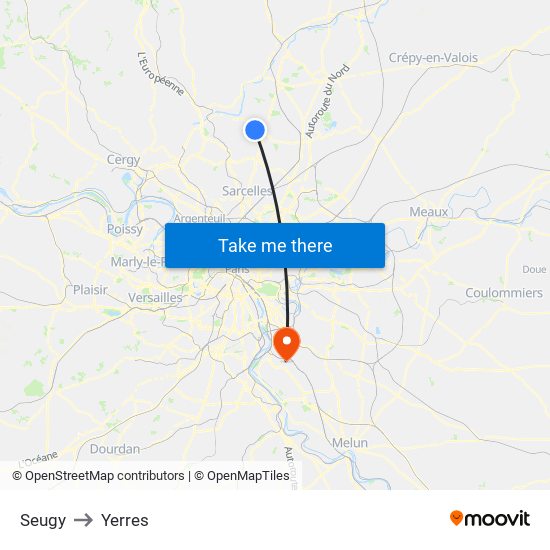Seugy to Yerres map