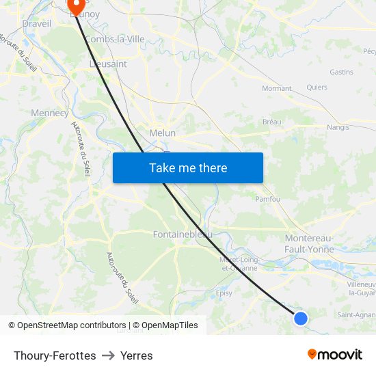 Thoury-Ferottes to Yerres map