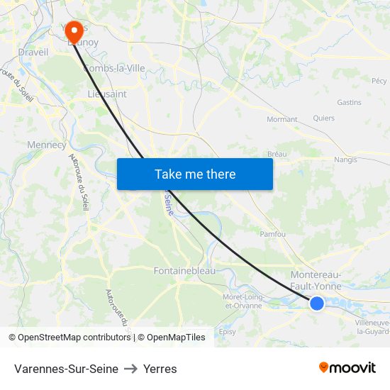 Varennes-Sur-Seine to Yerres map