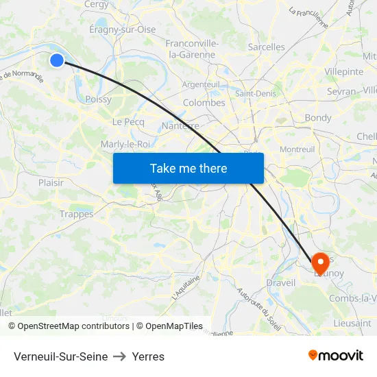 Verneuil-Sur-Seine to Yerres map