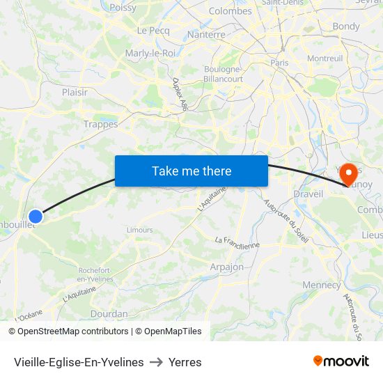 Vieille-Eglise-En-Yvelines to Yerres map