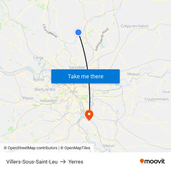 Villers-Sous-Saint-Leu to Yerres map