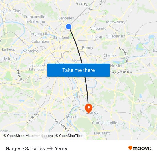 Garges - Sarcelles to Yerres map