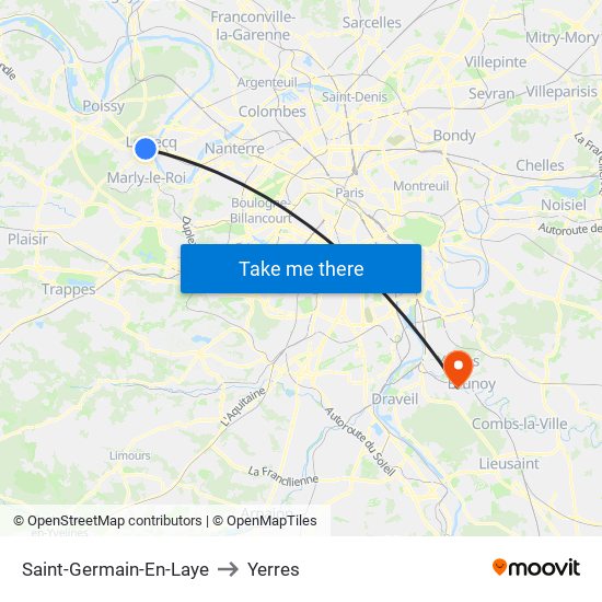 Saint-Germain-En-Laye to Yerres map