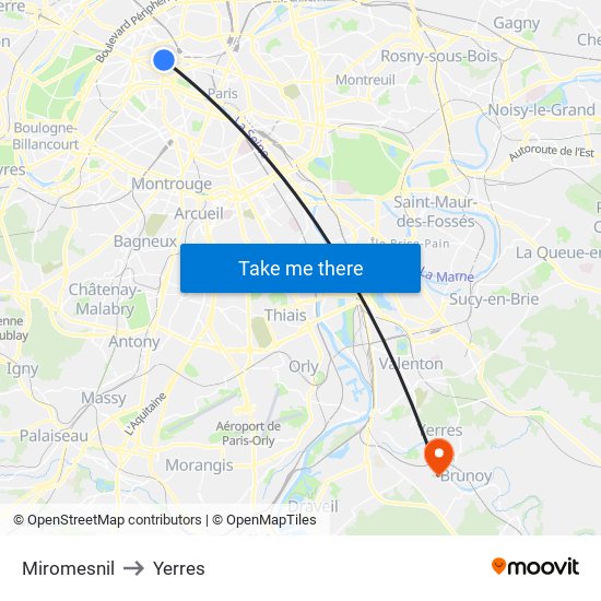 Miromesnil to Yerres map